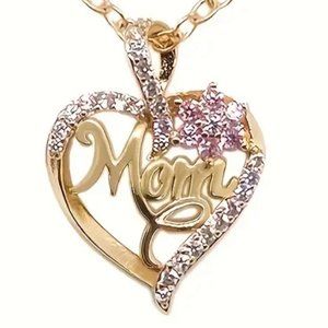 Creative, Fashionable, Elegant And Exquisite Heart-shaped "MOM" Pendant Necklace